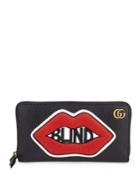 Gucci Blind Lip Leather Zip-around Wallet