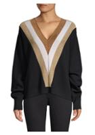 Caroline Constas Wool & Lurex V-neck Sweater