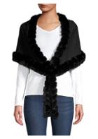 Glamourpuss Rabbit Fur-trim Cashmere-blend Knit Wraparound Scarf