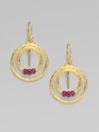 Gurhan 24k Gold & Ruby Double Hoop Earrings