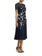 Teri Jon By Rickie Freeman 3d Floral Detailed Dress