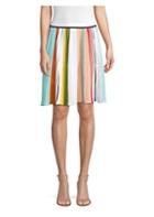 Missoni Colorblock Stripe Knit Pleated A-line Skirt