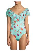 Fuzzi Swim Floral Off-the-shoulder Ruffle One-piece Swimsuit