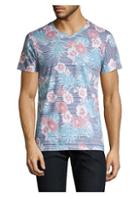 Sol Angeles Classic-fit Hibiscus Print V-neck Tee
