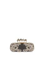 Alexander Mcqueen Four-ring Jeweled Leather Clutch