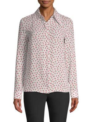 Michael Kors Collection Silk Floral Button-up Blouse