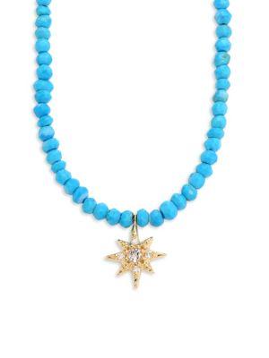 Anzie Aztec Starburst Diamond, Topaz & Turquoise Beaded Necklace