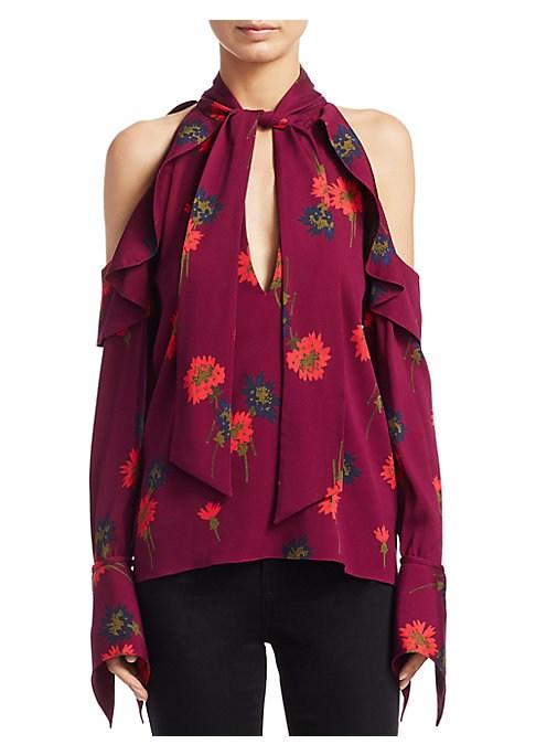 Tanya Taylor Adrienne Floral-print Bell-sleeve Silk Top