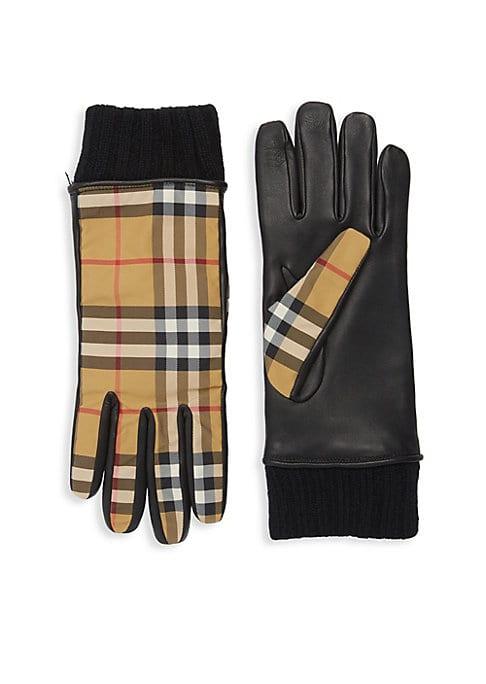 Burberry Check Leather Gloves