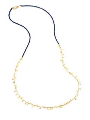 Ila Joanne Blue Sapphire & 14k Yellow Gold Beaded Necklace