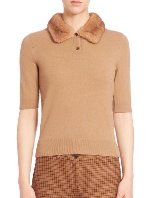 Michael Kors Collection Fur Collar Cashmere Sweater