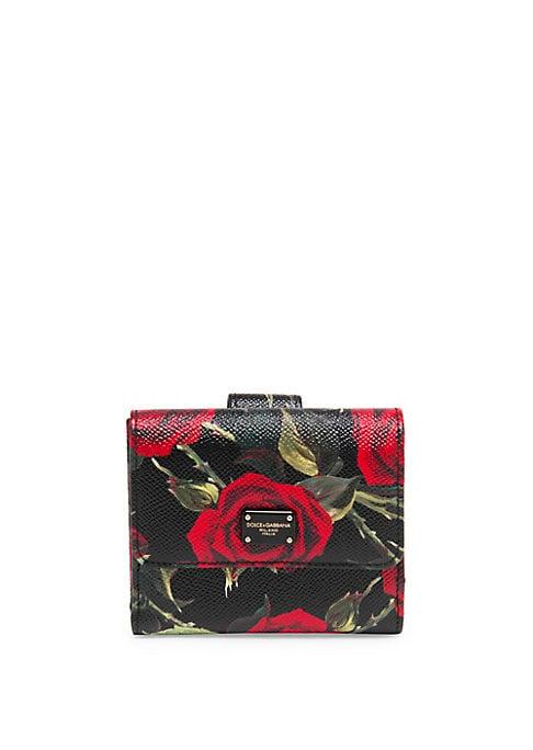Dolce & Gabbana Floral Leather Bi-fold Wallet