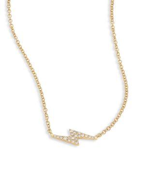 Ef Collection Lightning Bolt Diamond & 14k Yellow Gold Pendant Necklace