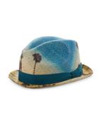 Paul Smith Palm Sky Straw Fedora Hat
