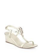 Tory Burch Miller Leather Logo Wedge Sandals