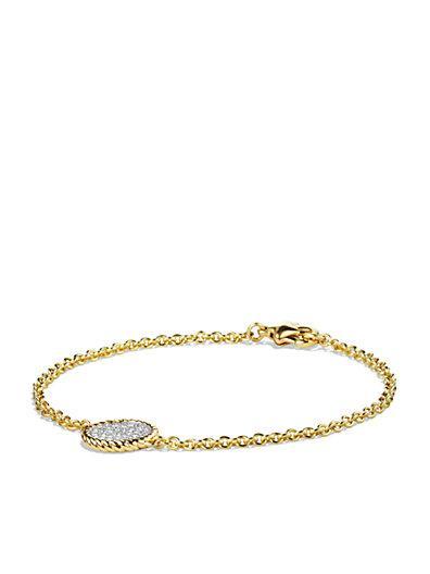 David Yurman Cable Collectibles Disc Bracelet With Diamonds In Gold