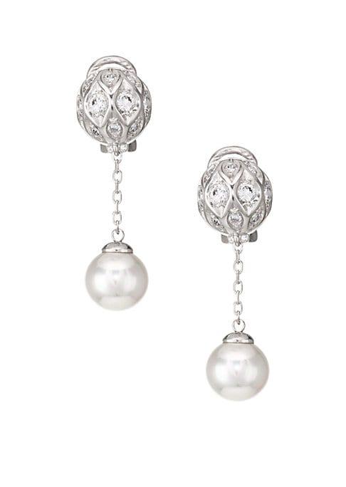 Majorica Sterling Silver & 10mm Imitation Pearl Drop Earrings