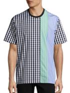 Msgm Striped & Gingham Checked Tee