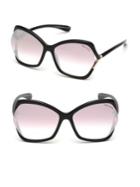 Tom Ford Eyewear 61mm Astrid Oversized Pink Lens Sunglasses