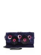 Loeffler Randall Floral-embroidered Suede Tab Clutch