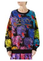 Gucci Long-sleeve Oversize Jersey Logo Tiger Sweatshirt