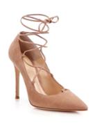 Gianvito Rossi Femi Suede Lace-up Pumps