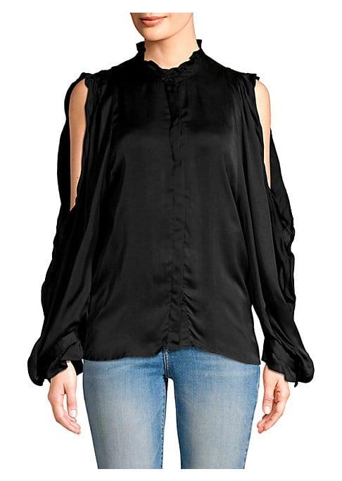 7 For All Mankind Cold Shoulder Ruffle Top
