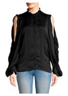 7 For All Mankind Cold Shoulder Ruffle Top