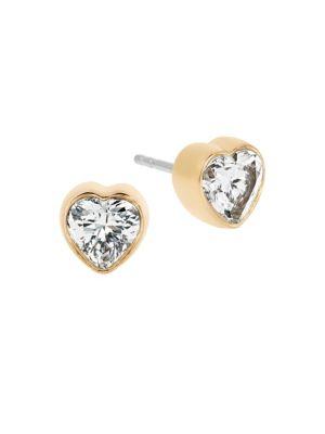 Michael Kors Modern Brilliance Crystal Heart Stud Earrings/goldtone
