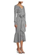 Milly Erica Striped Ruffle-hem Midi Dress