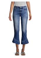 Paige Hoxton High-rise Ankle Straight Pearl Ruffle Jeans