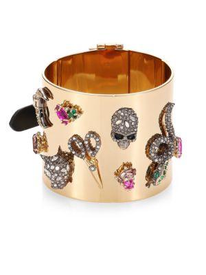 Alexis Bittar Crystal-encrusted Charm Cuff Bracelet