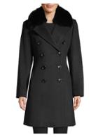 Sofia Cashmere Fox Fur Collar Wool & Cashmere Coat