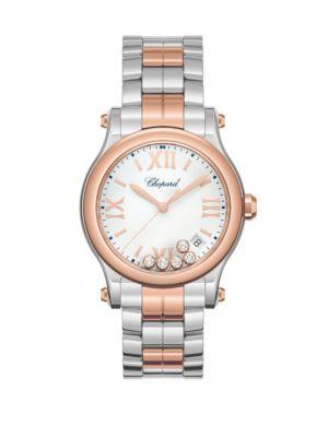 Chopard Happy Sport Diamond, 18k Rose Gold & Stainless Steel Bracelet Watch