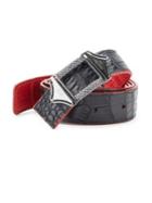 Stinghd Reversible Croc-embossed Leather Belt
