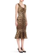 Dolce & Gabbana Leopard Stretch-silk Flutter-hem Dress