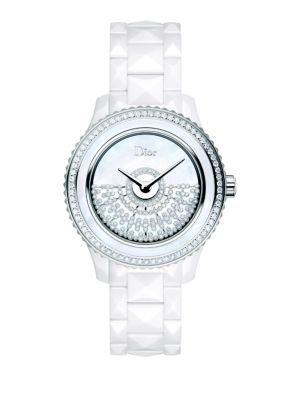 Dior Dior Viii Grand Bal Diamond, Mother-of-pearl, White Ceramic & Stainless Steel Automatic Bracelet