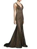 Basix Black Label V-neck Fitted Gown