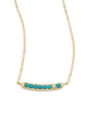 Ila Mara Turquoise, Diamond & 14k Yellow Gold Bar Necklace