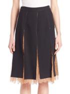 Michael Kors Collection Paneled Lace-inset Skirt