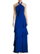 Theia Tiered Silk Gown