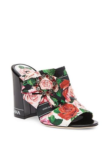 Dolce & Gabbana Floral Block Heel Mules