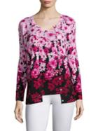 Saks Fifth Avenue Collection Floral Printed Silk Cashmere Blend Cardigan