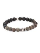Tateossian Java Frost Onyx, Agate, Silver And Wooden Frosted Beads Bracelet