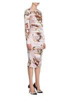 Dolce & Gabbana Cherub Print Satin Bodycon Dress