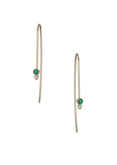 Zoe Chicco 14k Yellow Gold, Diamond & Emerald Threader Earrings