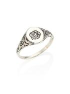 Cast Of Vices 0.925 Silver Engraved Flower Ring