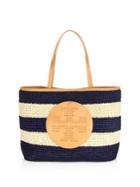 Tory Burch Perforated-logo Straw Tote
