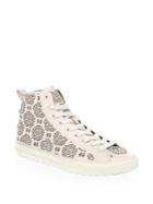 Coach Floral Cut-out Leather Hi-top Sneakers