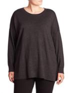 Eileen Fisher, Plus Size Merino Wool Side Slit Sweater